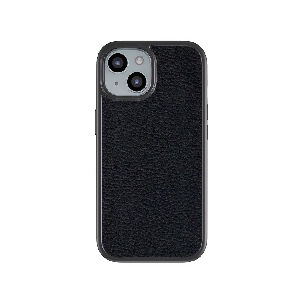 Black Leather Textured Skin with Shockguard Armour Magsafe Case for Apple iPhone 15 Plus