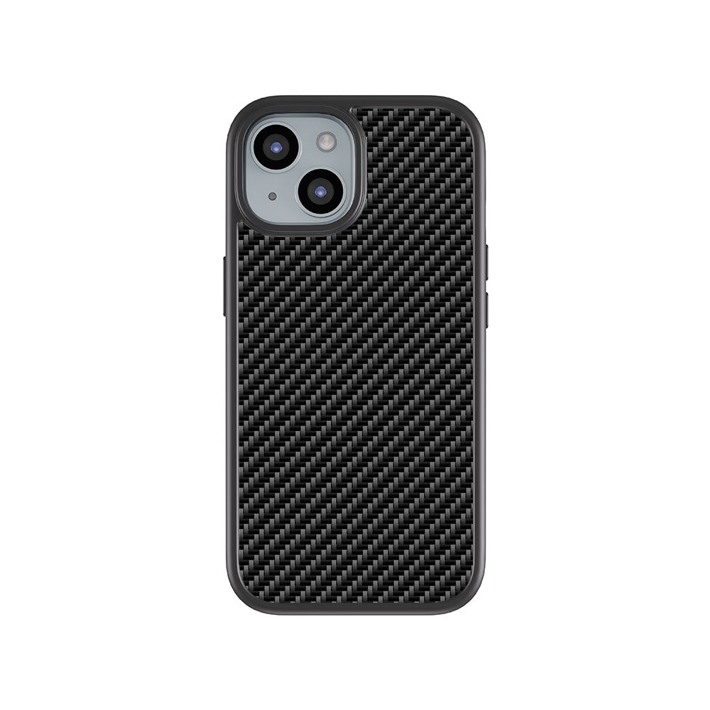 Carbon Fiber Textured Skin with Shockguard Armour Magsafe Case for Apple iPhone 15 Plus