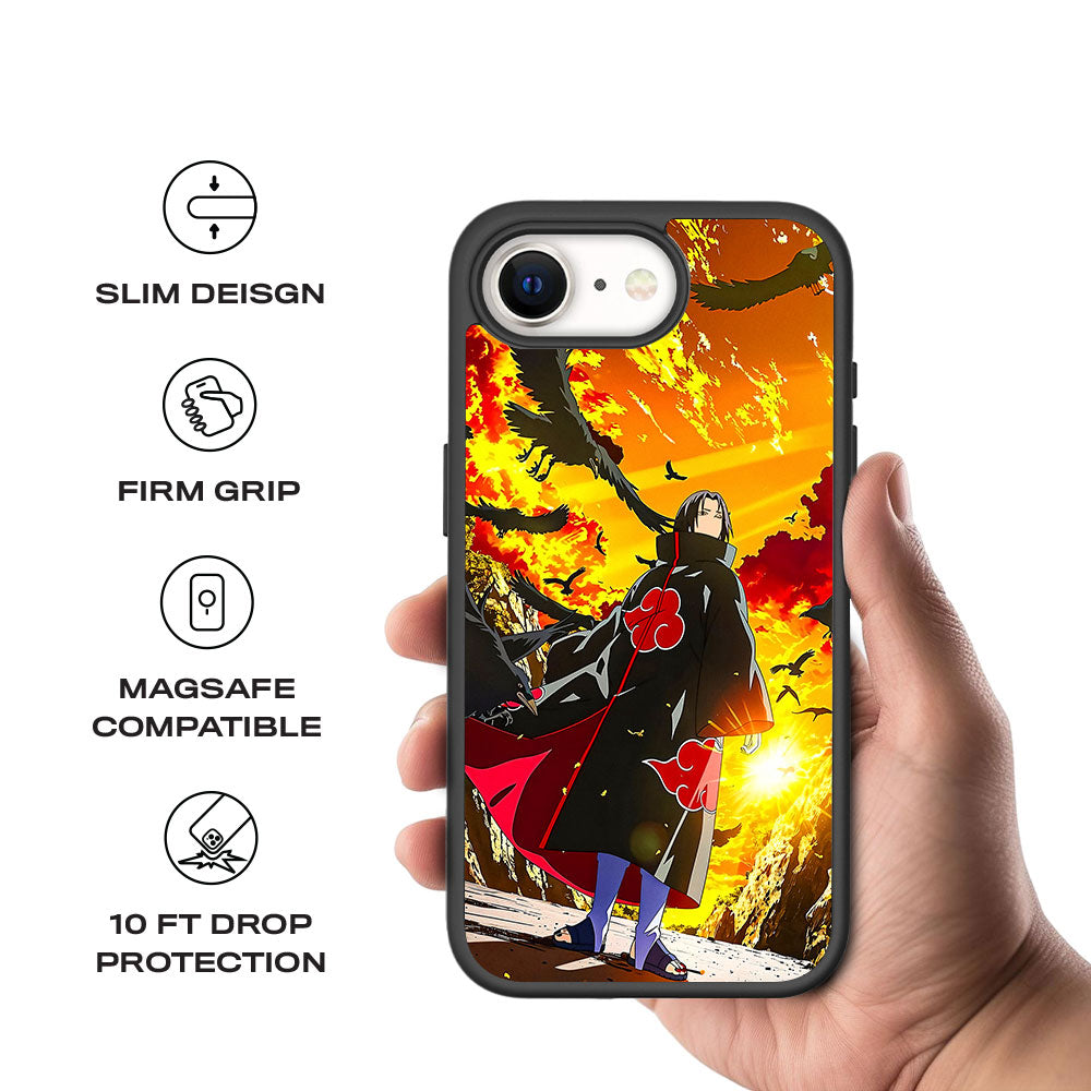 Itachi Uchiha Walking in Flames with Crows with Shockguard Armour Magsafe Case for Apple iPhone 16E
