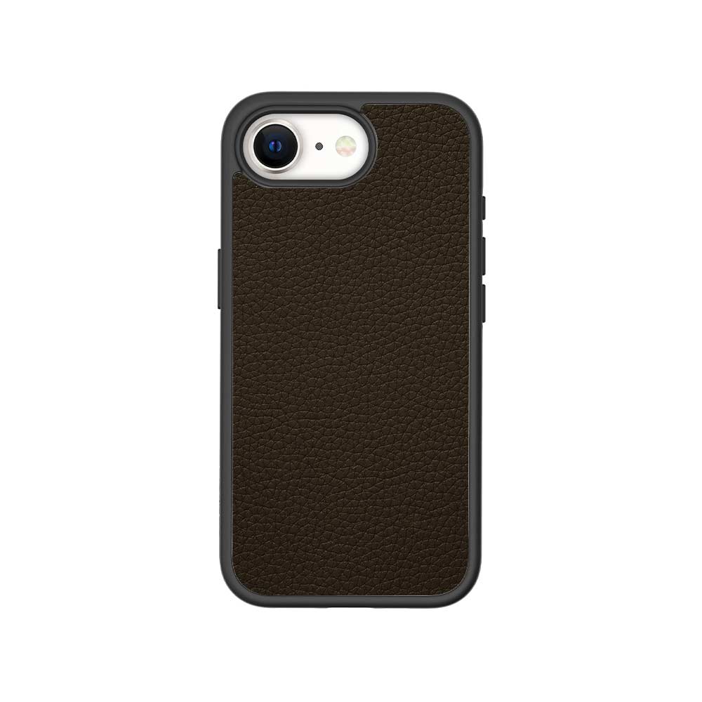 Brown Leather Textured Skin with Shockguard Armour Magsafe Case for Apple iPhone 16E