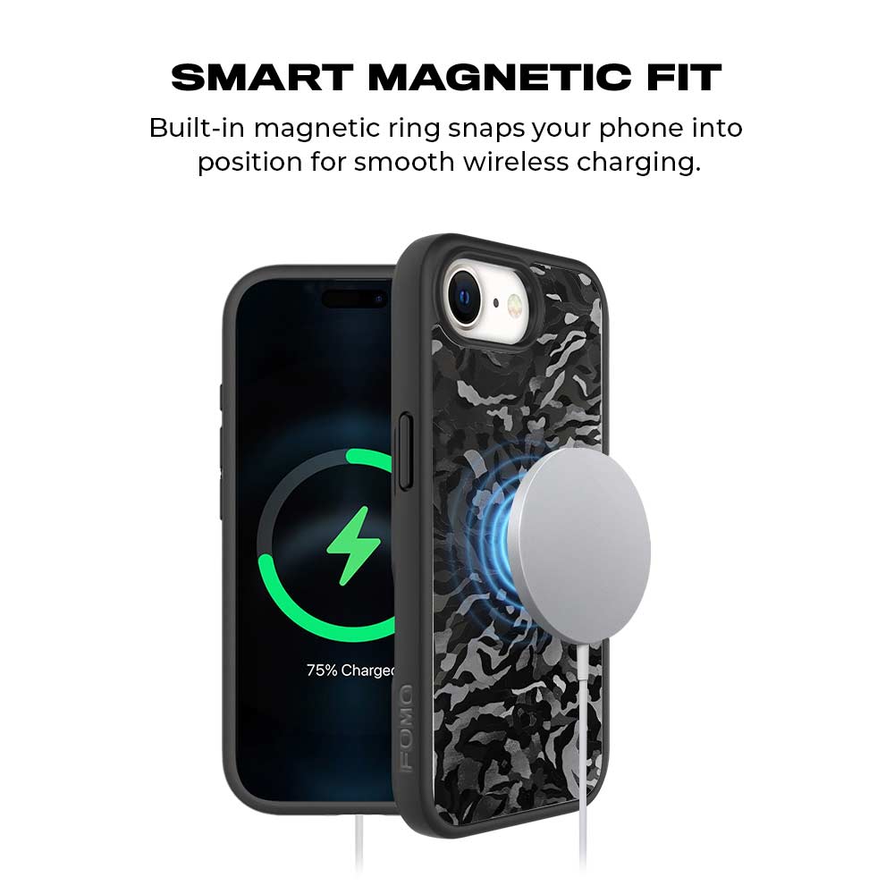 Black Camouflage Textured Skin with Shockguard Armour Magsafe Case for Apple iPhone 16E