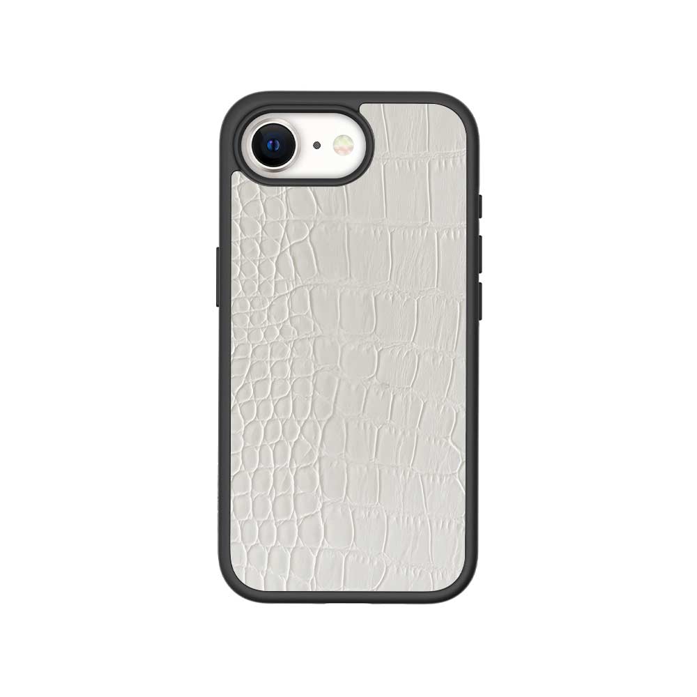 White Crocodile Textured Skin with Shockguard Armour Magsafe Case for Apple iPhone 16E