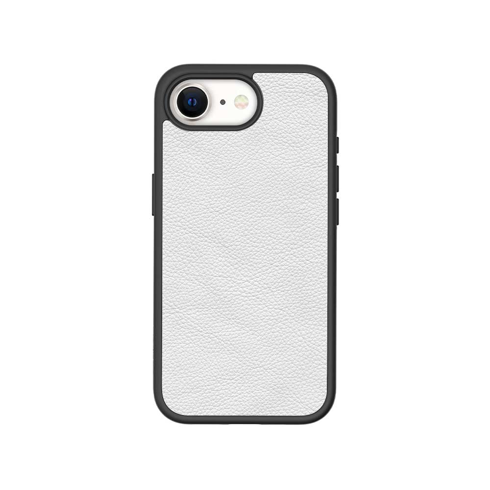 White Leather Textured Skin with Shockguard Armour Magsafe Case for Apple iPhone 16E