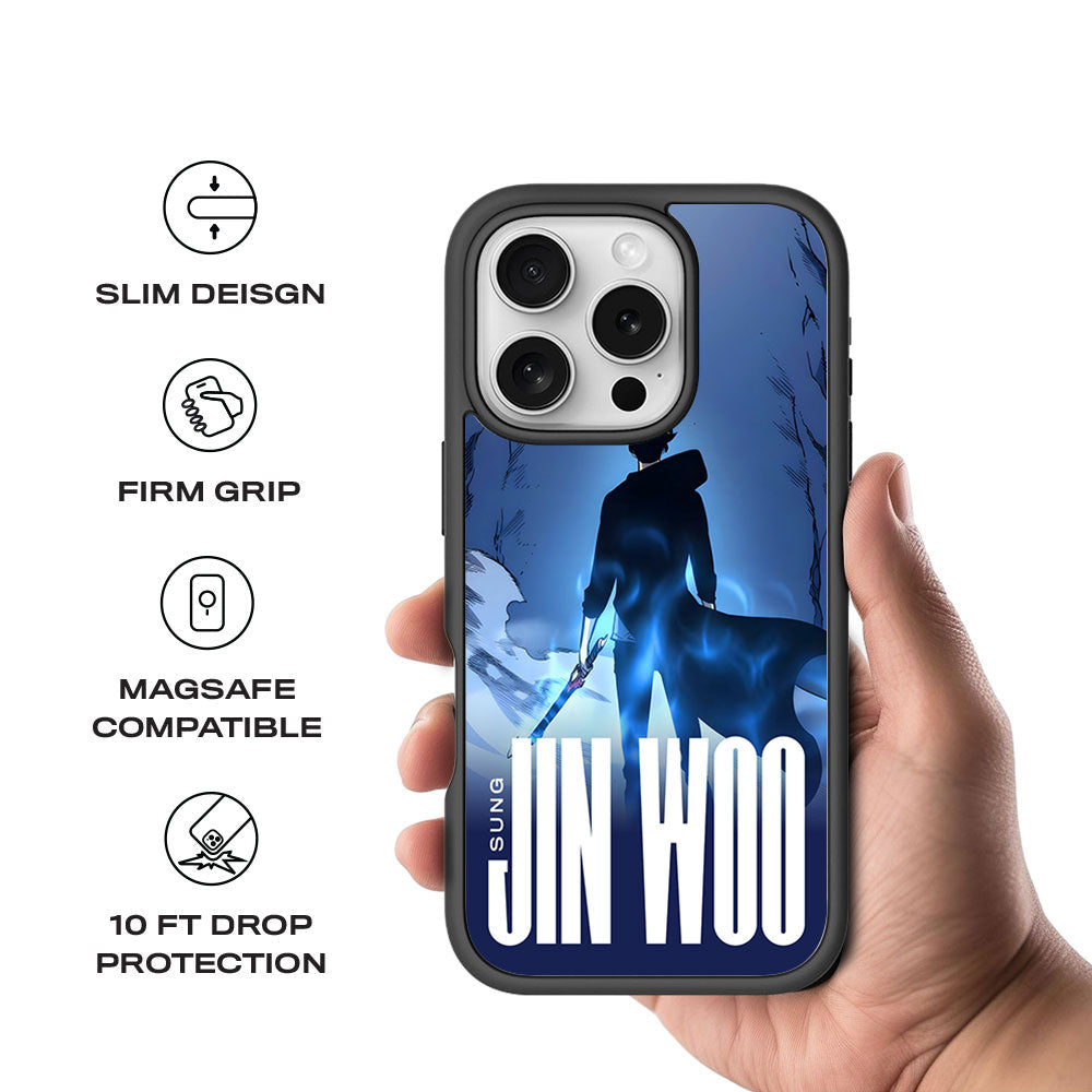 Jin Woo S-Rank Hunter Skin with Shockguard Armour Magsafe Case for Apple iPhone 16 Pro Max