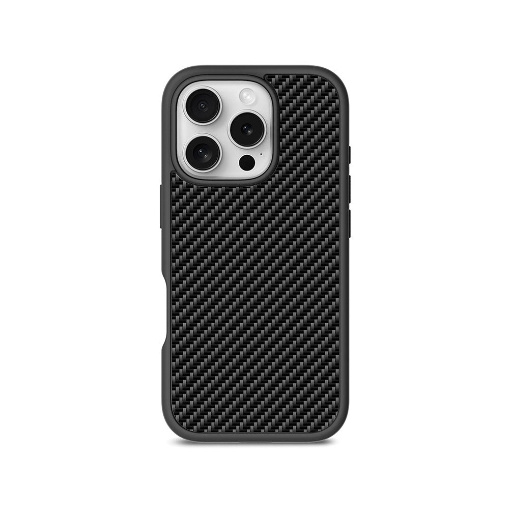 Carbon Fiber Textured Skin with Shockguard Armour Magsafe Case for Apple iPhone 16 Pro Max