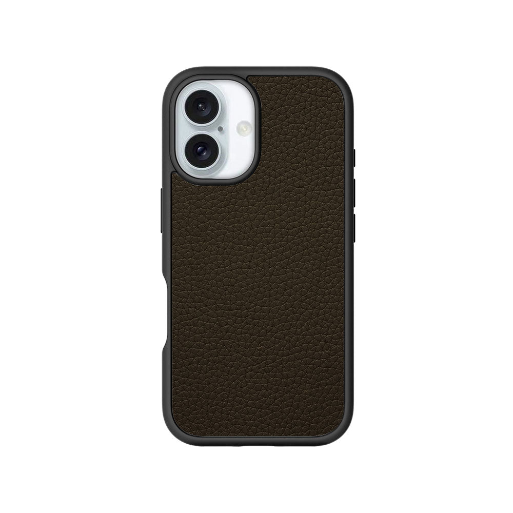Brown Leather Textured Skin with Shockguard Armour Magsafe Case for Apple iPhone 16 Plus