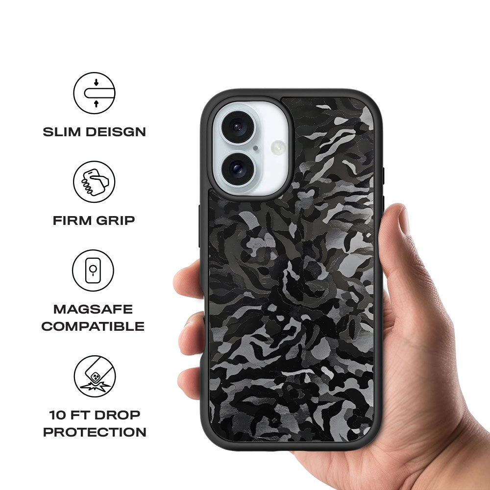 Black Camouflage Textured Skin with Shockguard Armour Magsafe Case for Apple iPhone 16