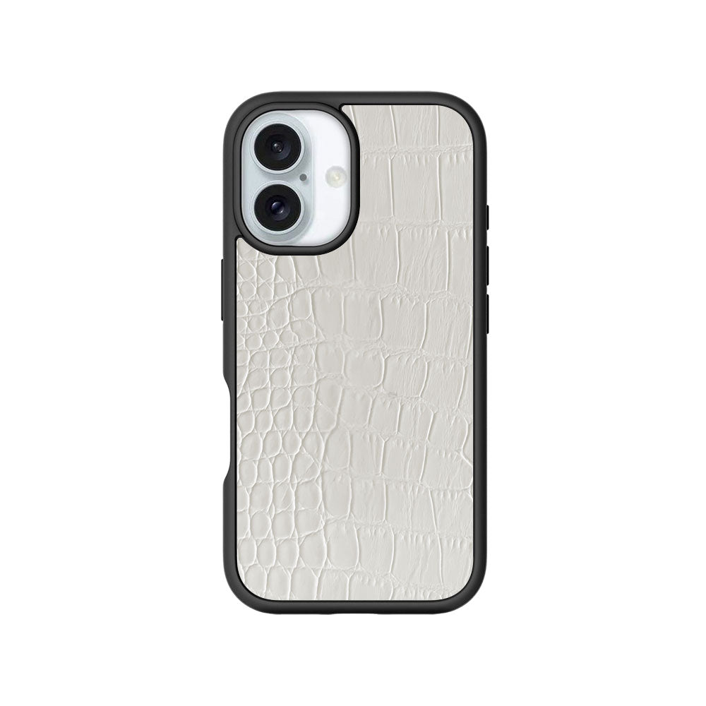 White Crocodile Textured Skin with Shockguard Armour Magsafe Case for Apple iPhone 16 Plus