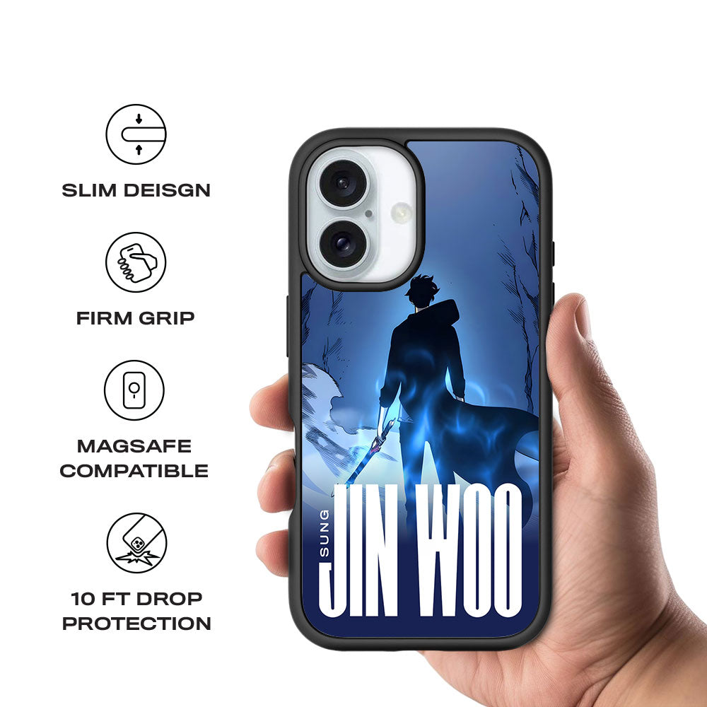 Jin Woo S-Rank Hunter Skin with Shockguard Armour Magsafe Case for Apple iPhone 16 Plus