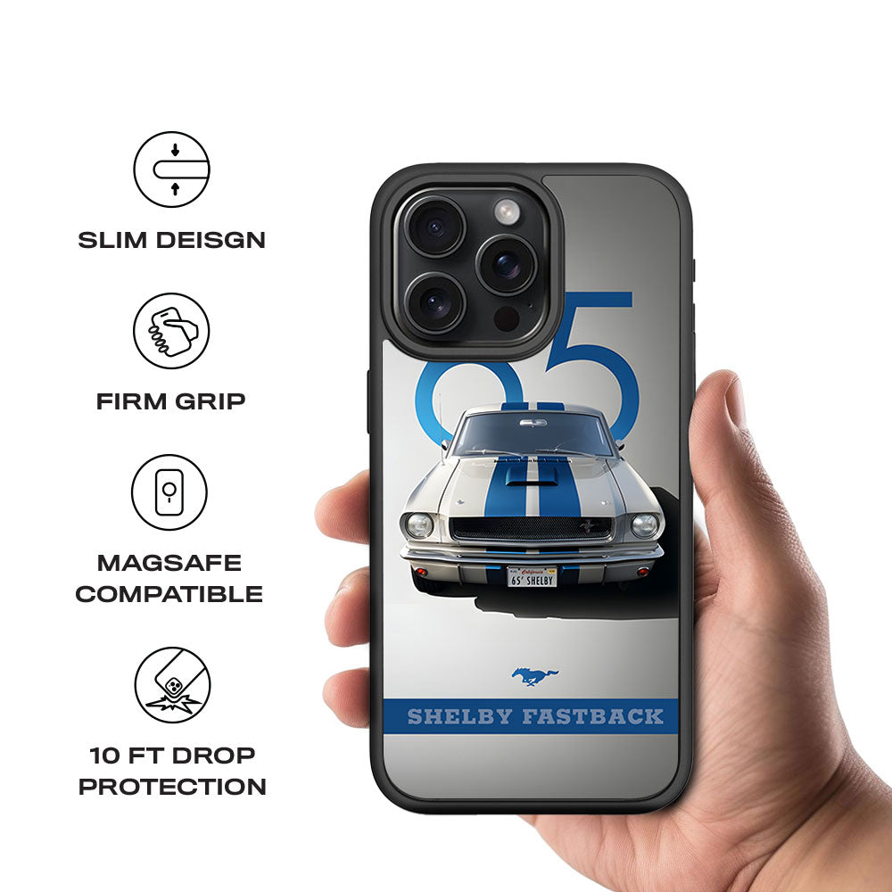 Cobalt Blue Shelby Mustang GT350 Skin with Shockguard Armour Magsafe Case for Apple iPhone 15 Pro Max