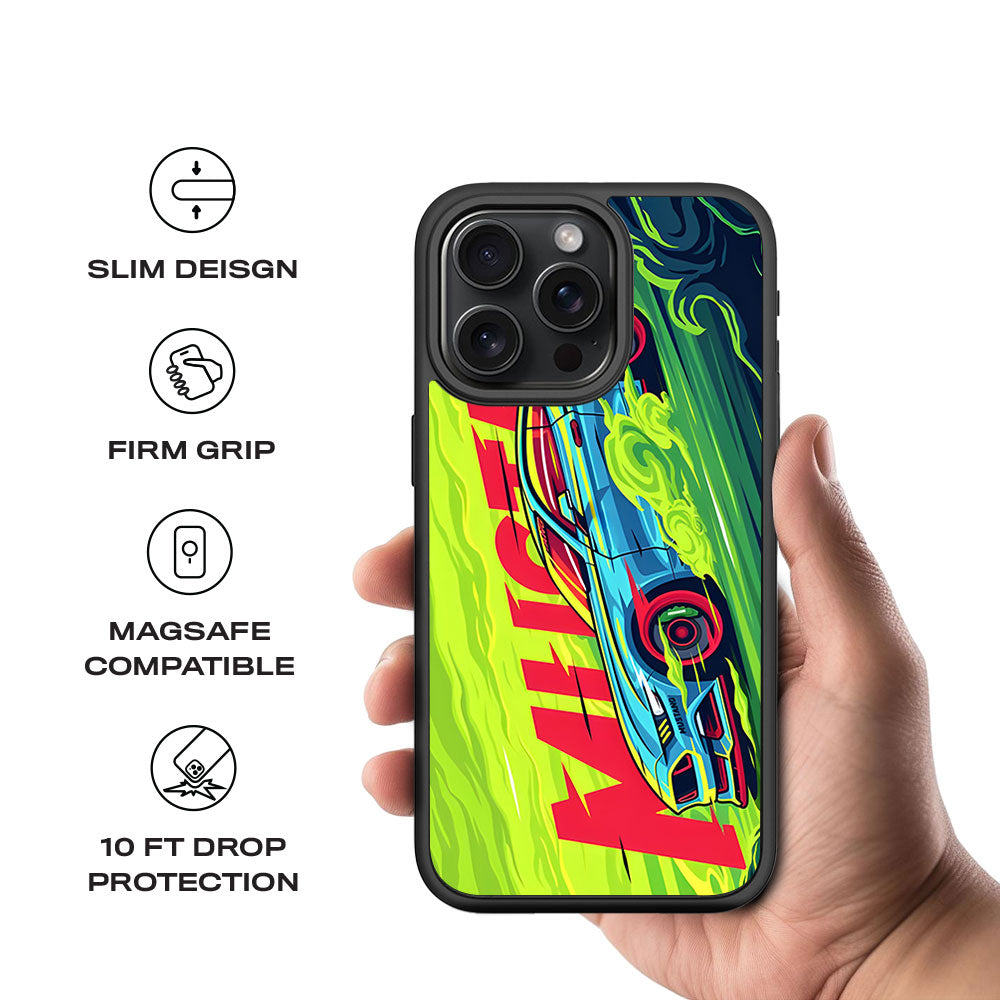 Ford Mustang Skin with Shockguard Armour Magsafe Case for Apple iPhone 15 Pro