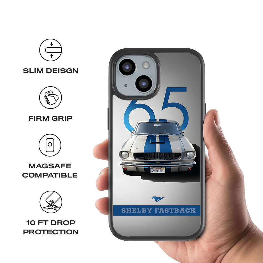 Cobalt Blue Shelby Mustang GT350 Skin with Shockguard Armour Magsafe Case for Apple iPhone 15 Plus