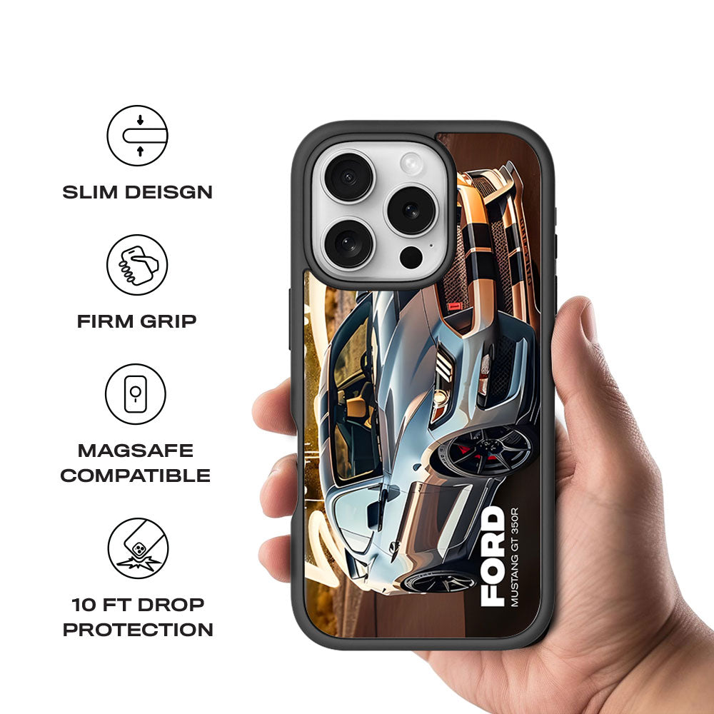Ford Mustang GT 350R Skin with Shockguard Armour Magsafe Case for Apple iPhone 16 Pro