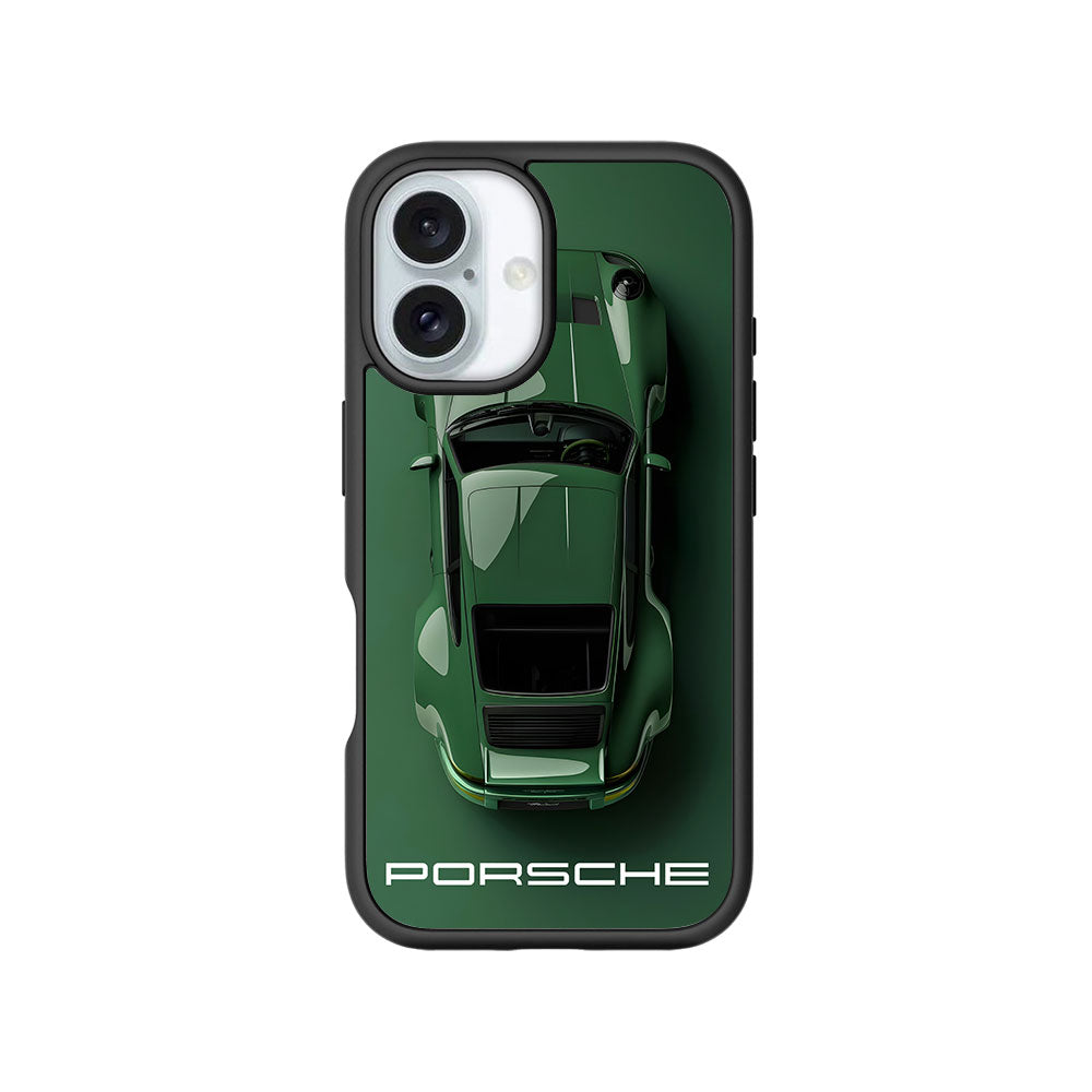 Dark Green Porsche Skin with Shockguard Armour Magsafe Case for Apple iPhone 16