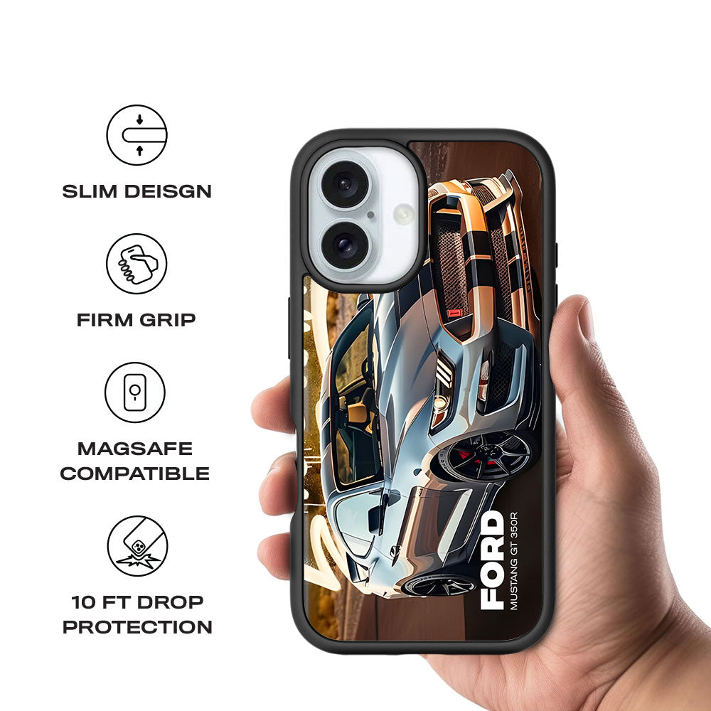 Ford Mustang GT 350R Skin with Shockguard Armour Magsafe Case for Apple iPhone 16 Plus