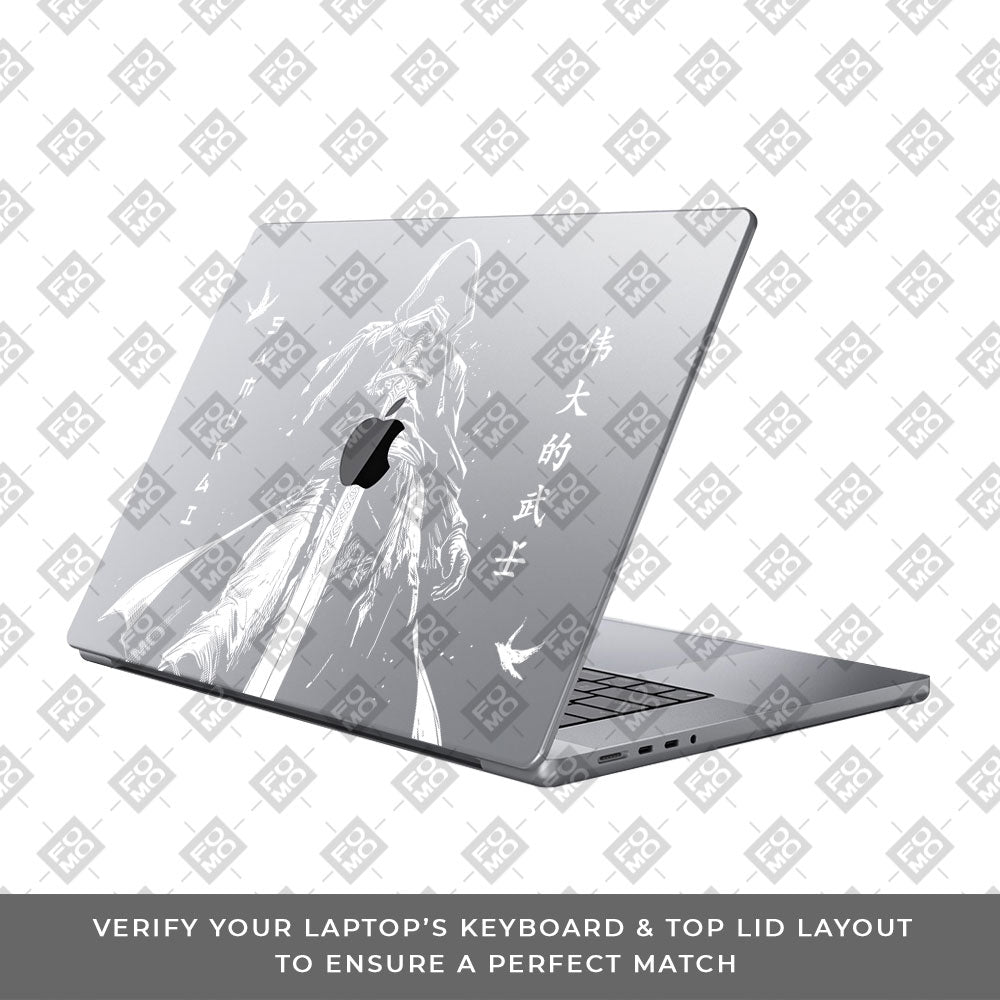 Transparent Samurai Sword Silhouette Macbook Pro 14 M5 Pro/Max 2026 Laptop Skin