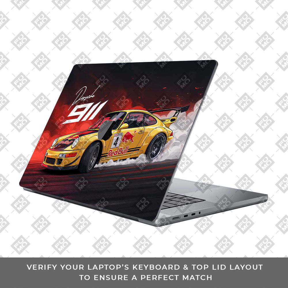 Porsche 911 Red Bull Classic Racer MacBook Pro 14 M5 Pro/Max 2026 3D Laptop Skin
