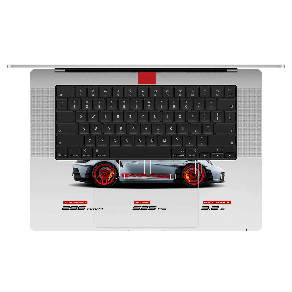 Transparent Porsche 911 GT3 RS Macbook Pro 16 M5 Pro/Max 2026 Laptop Skin