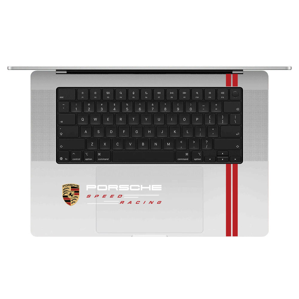 Transparent Porsche Speed Racing Macbook Pro 16 M5 Pro/Max 2026 Laptop Skin