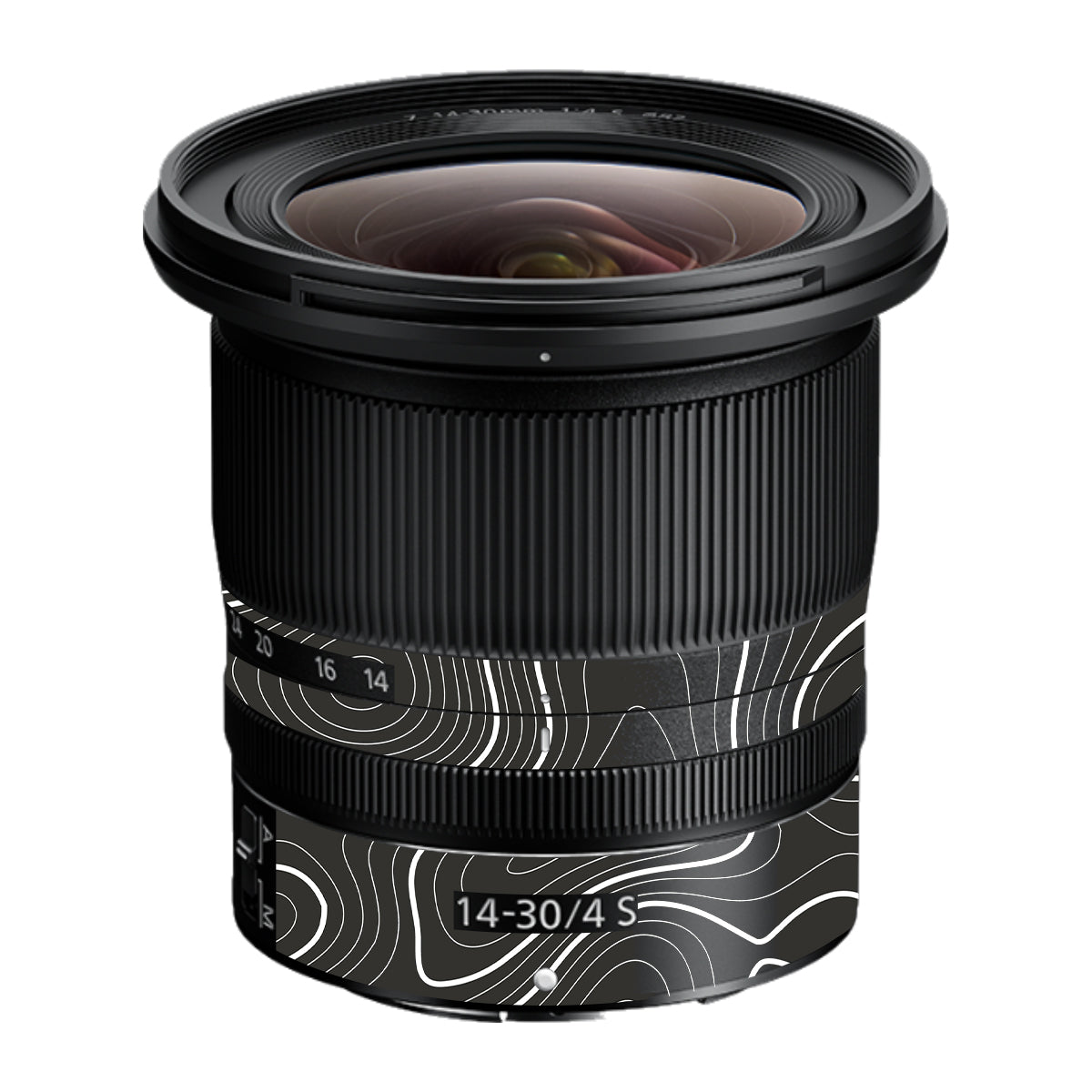 Grayscale Topographic Lines Nikon Nikkor Z 14-30mm F/4 S Camera Lens Skin