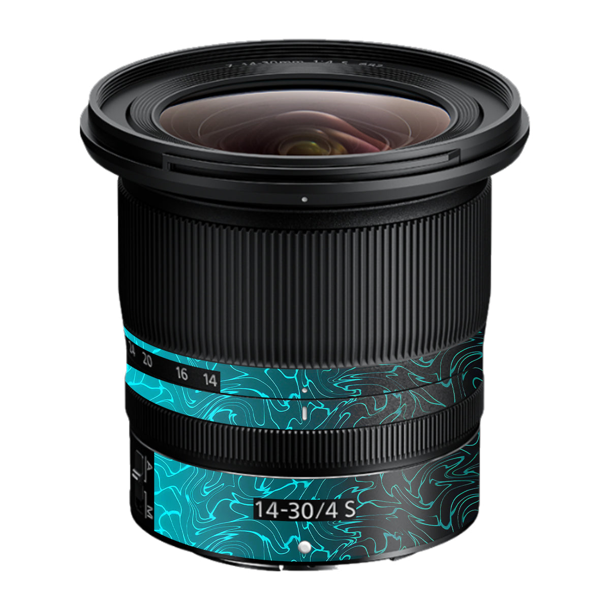 Cyan Blue to Black Gradient Nikon Nikkor Z 14-30mm F/4 S Camera Lens Skin