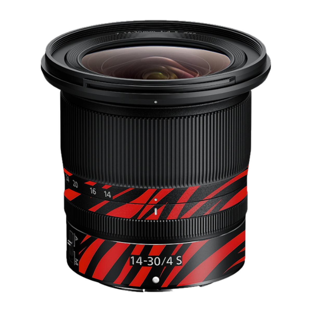 Red and Black Stripes Nikon Nikkor Z 14-30mm F/4 S Camera Lens Skin
