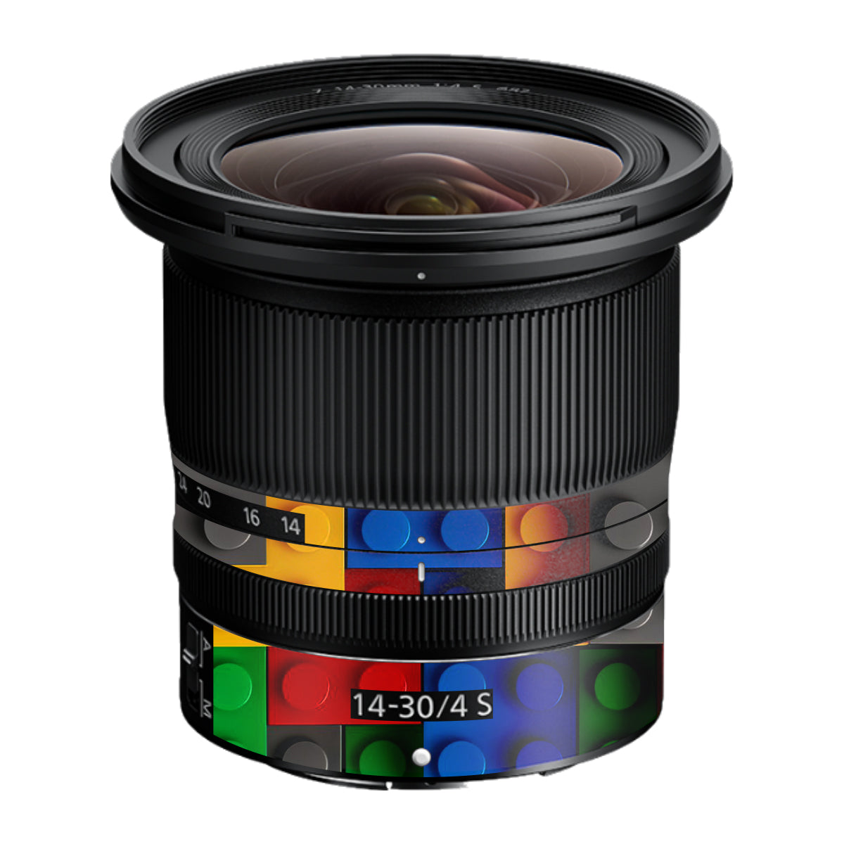 Colorful LEGO Brick Wall Pattern Nikon Nikkor Z 14-30mm F/4 S Camera Lens Skin
