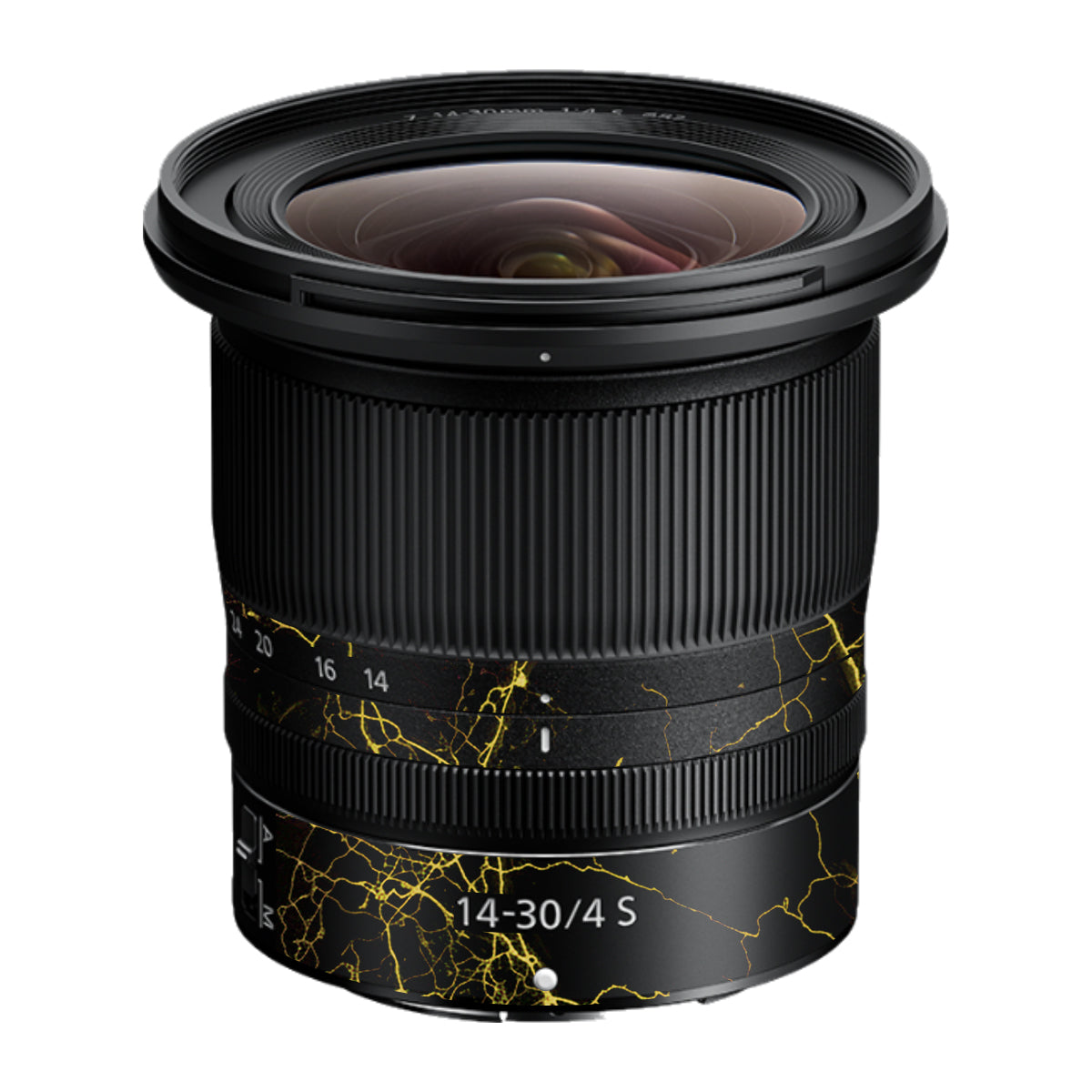 Electric Gold Veins Nikon Nikkor Z 14-30mm F/4 S Camera Lens Skin