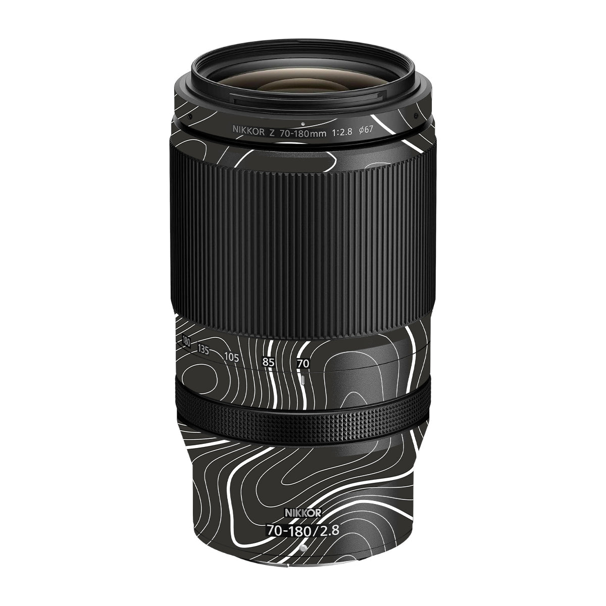 Grayscale Topographic Lines Nikon Nikkor Z 70-180mm F/2.8 Camera Lens Skin