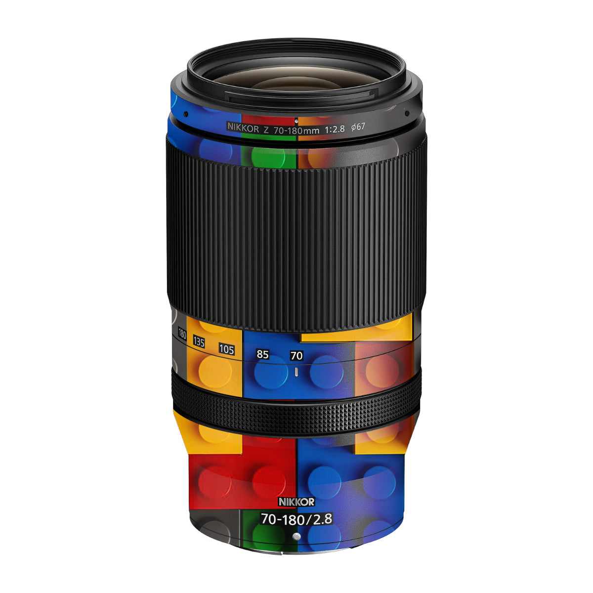 Colorful LEGO Brick Wall Pattern Nikon Nikkor Z 70-180mm F/2.8 Camera Lens Skin