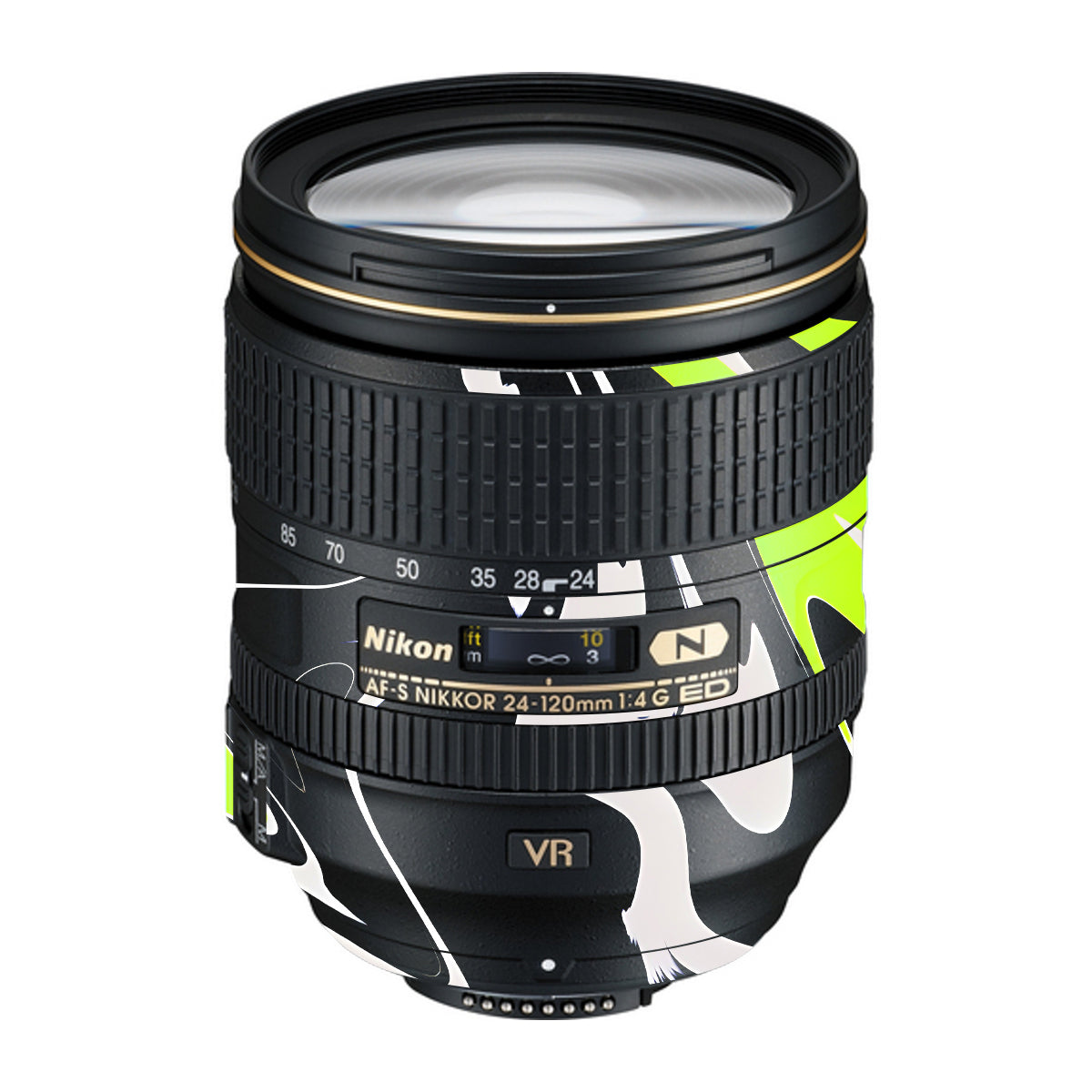 Neon Green and Black Pattern Nikon Nikkor AF-S 24-120mm F4 G ED VR Camera Lens Skin