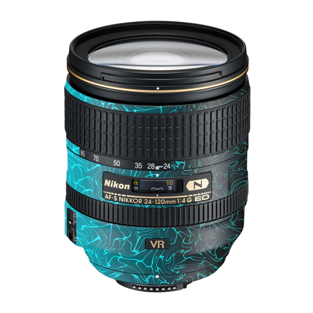 Cyan Blue to Black Gradient Nikon Nikkor AF-S 24-120mm F4 G ED VR Camera Lens Skin