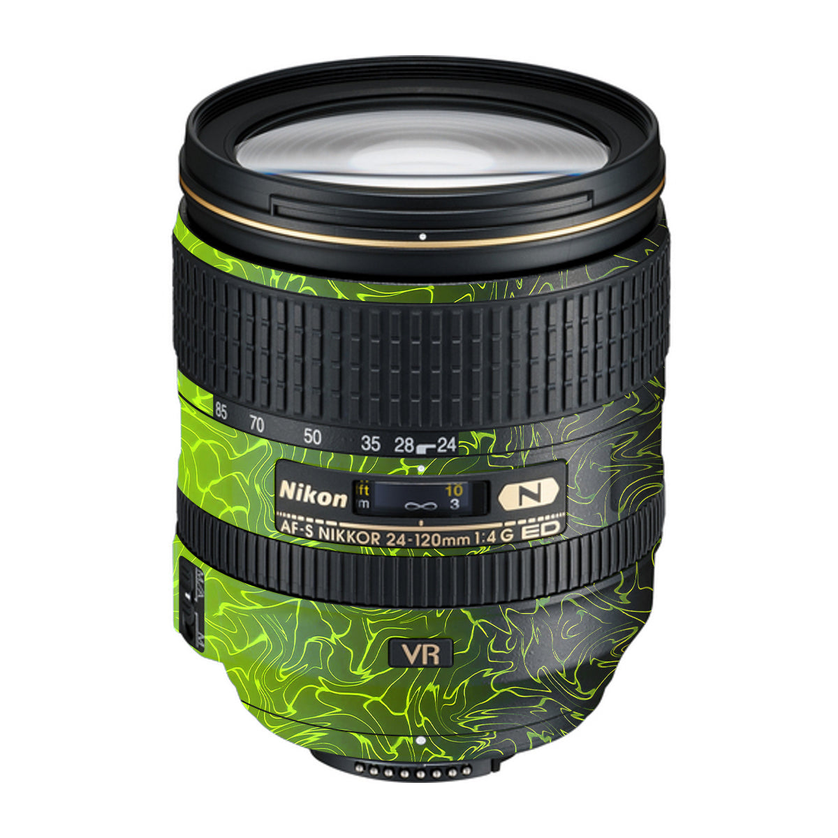 Lime Yellow to Black Gradient Nikon Nikkor AF-S 24-120mm F4 G ED VR Camera Lens Skin