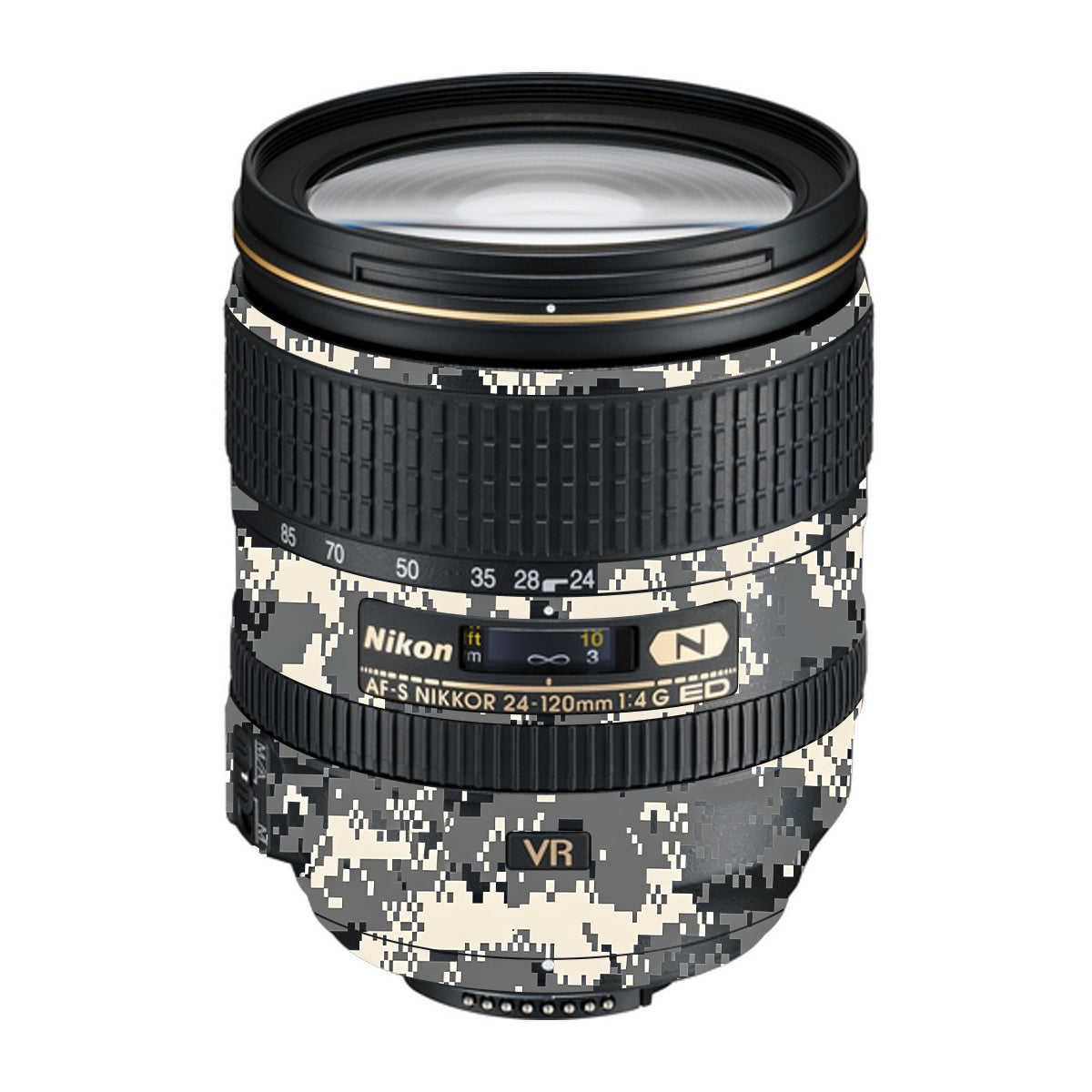 Grey Black Pixel Nikon Nikkor AF-S 24-120mm F4 G ED VR Camera Lens Skin