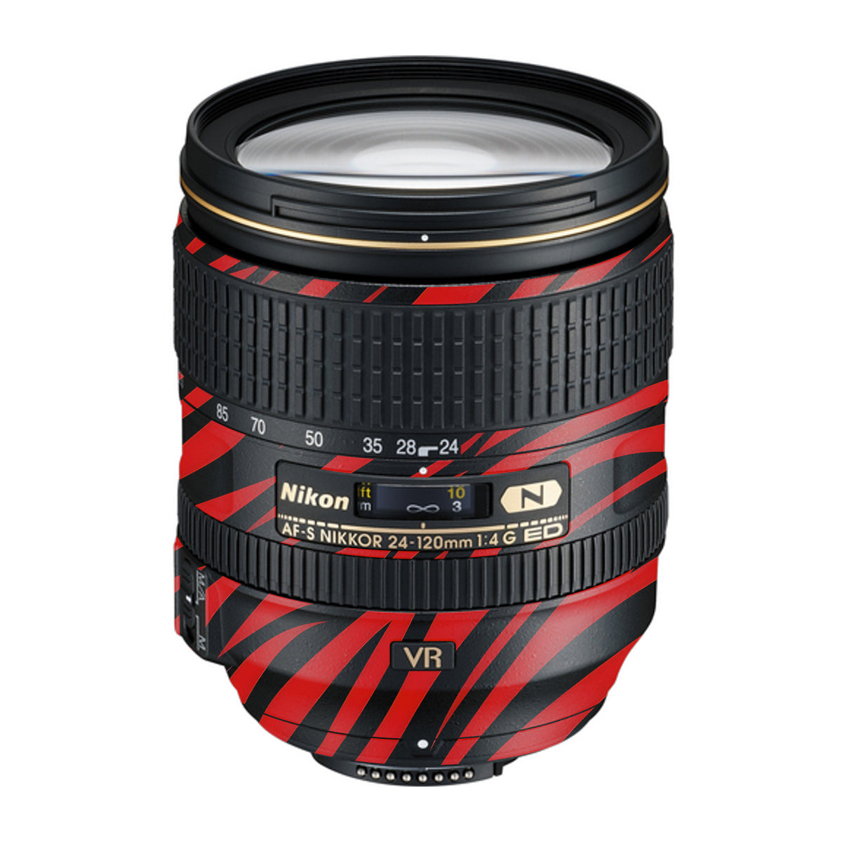 Red and Black Stripes Nikon Nikkor AF-S 24-120mm F4 G ED VR Camera Lens Skin