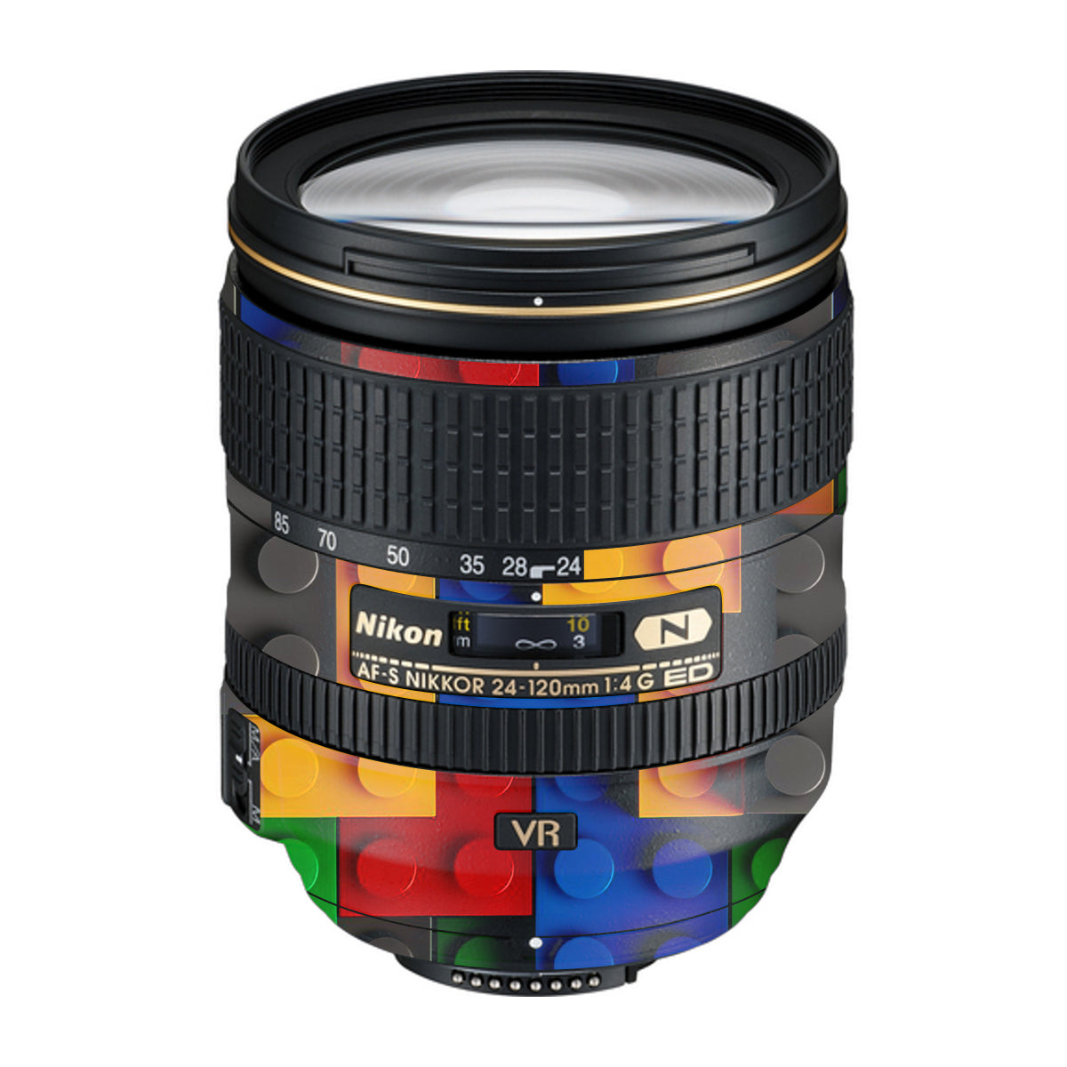 Colorful LEGO Brick Wall Pattern Nikon Nikkor AF-S 24-120mm F4 G ED VR Camera Lens Skin