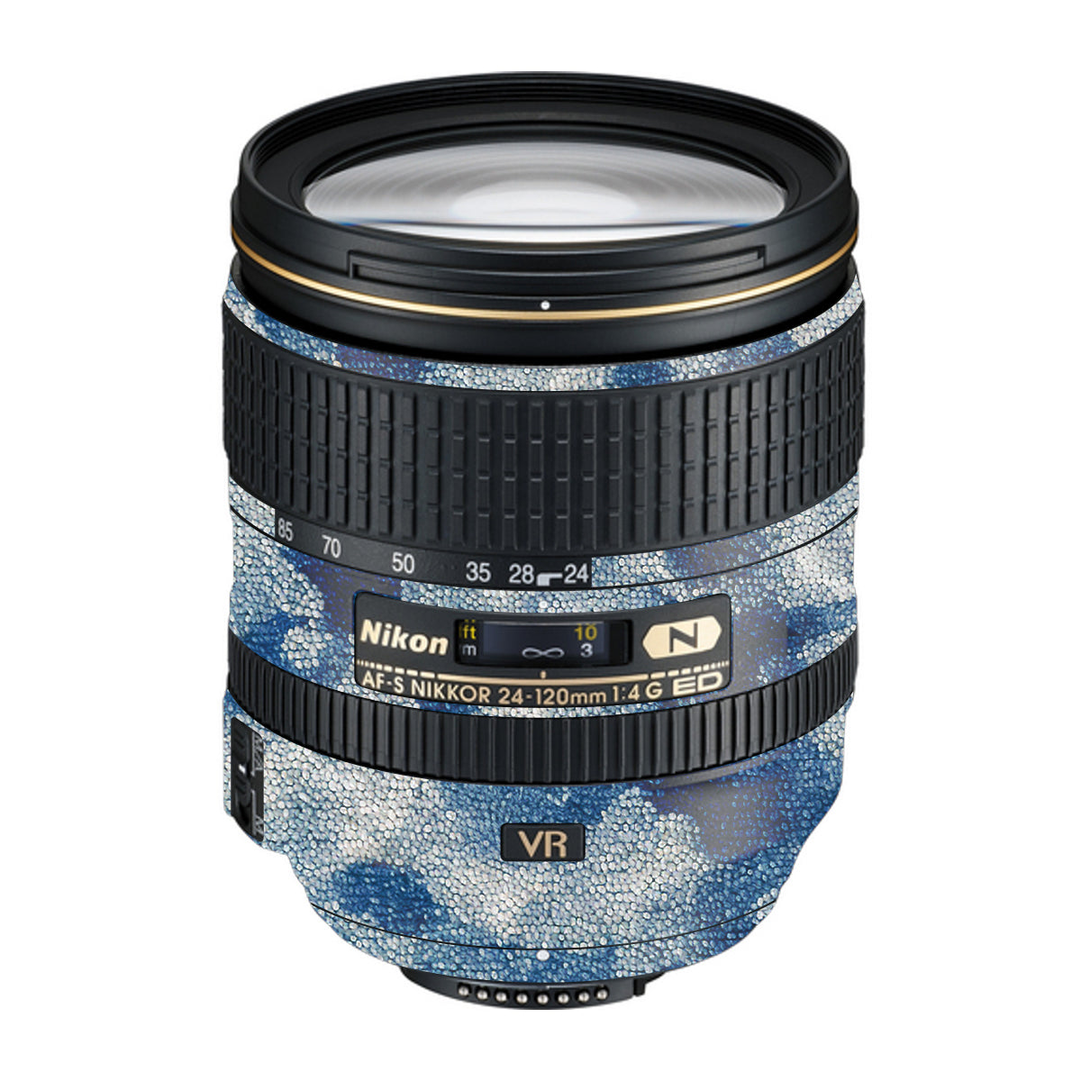 Blue Watercolor Fabric Nikon Nikkor AF-S 24-120mm F4 G ED VR Camera Lens Skin