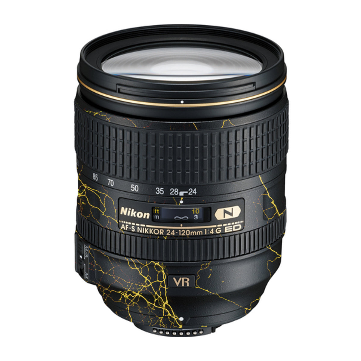 Electric Gold Veins Nikon Nikkor AF-S 24-120mm F4 G ED VR Camera Lens Skin