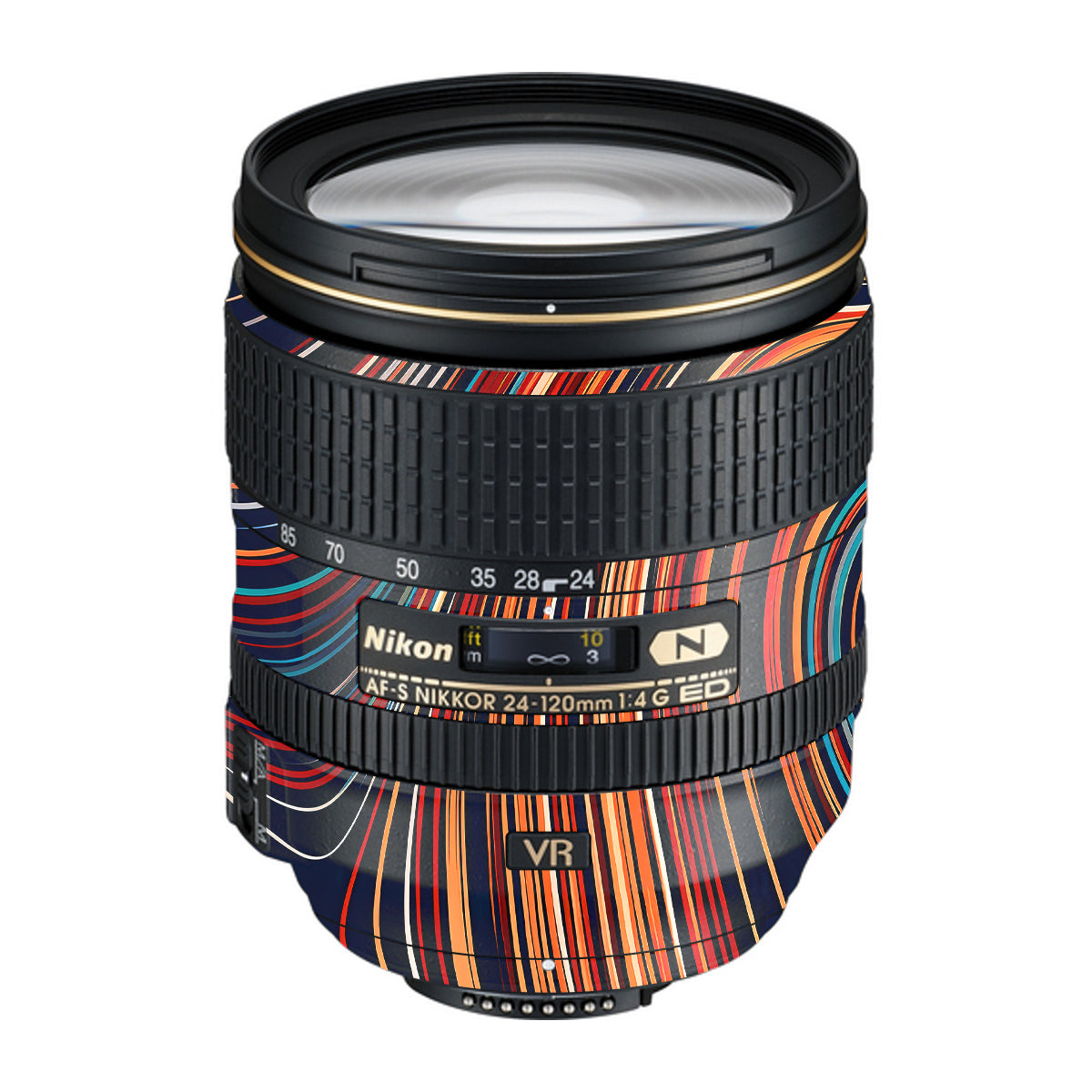 Retro Abstract Striped Swirl Nikon Nikkor AF-S 24-120mm F4 G ED VR Camera Lens Skin