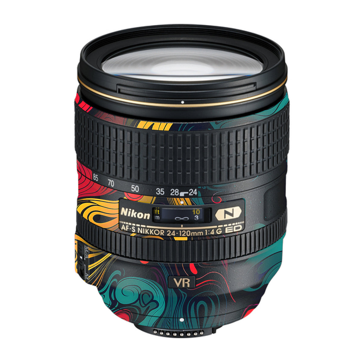 Psychedelic Color Swirl Nikon Nikkor AF-S 24-120mm F4 G ED VR Camera Lens Skin