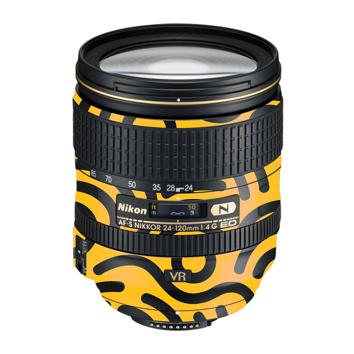 Minimal Yellow Wave Nikon Nikkor AF-S 24-120mm F4 G ED VR Camera Lens Skin