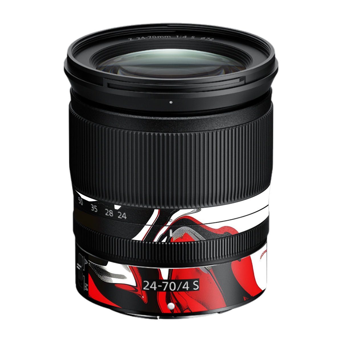 Scarlet and White Motion Nikon Nikkor Z 24-70mm F/4 S Camera Lens Skin