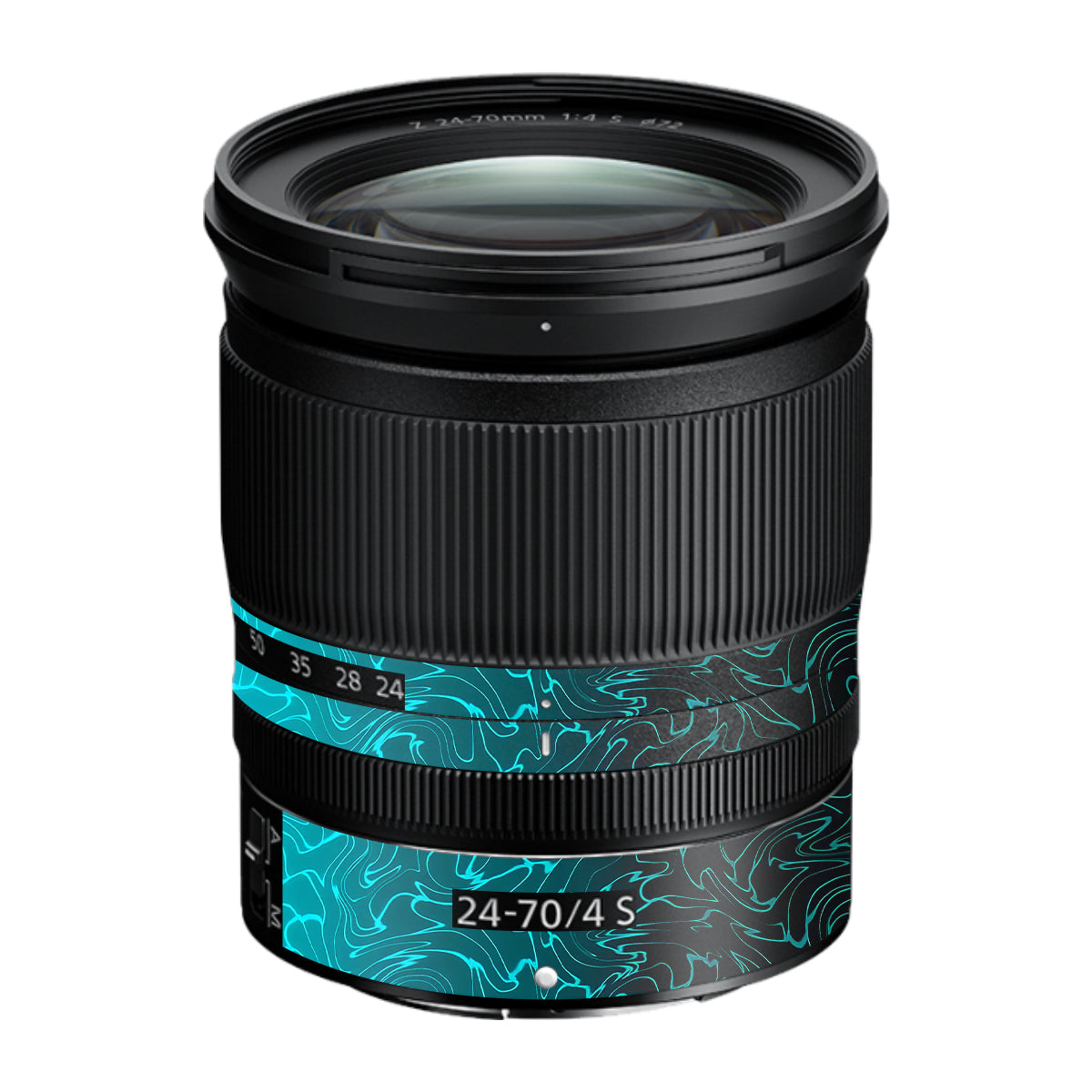 Cyan Blue to Black Gradient Nikon Nikkor Z 24-70mm F/4 S Camera Lens Skin
