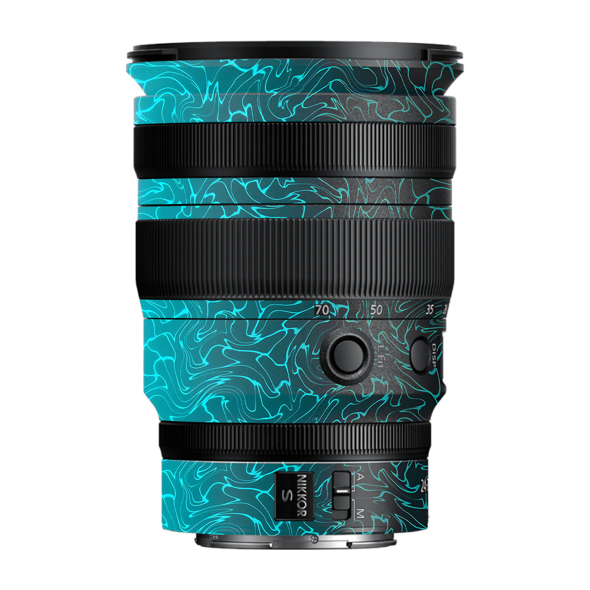 Cyan Blue to Black Gradient Nikon Nikkor Z 24-70MM F/2.8 S Camera Lens Skin