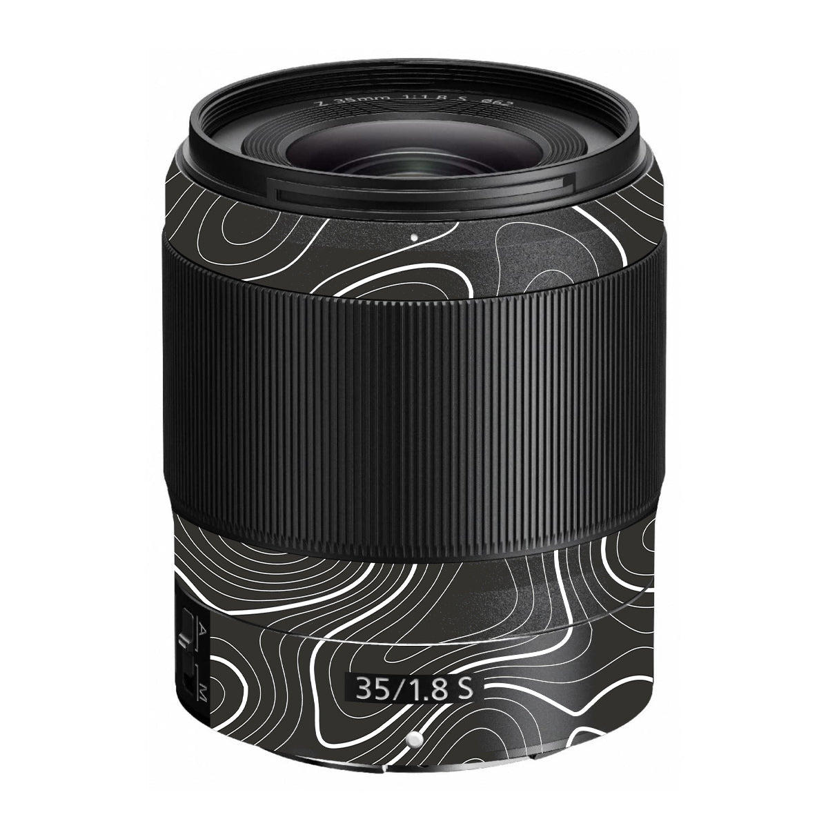 Grayscale Topographic Lines Nikon Nikkor Z 35mm F/1.8 S Camera Lens Skin