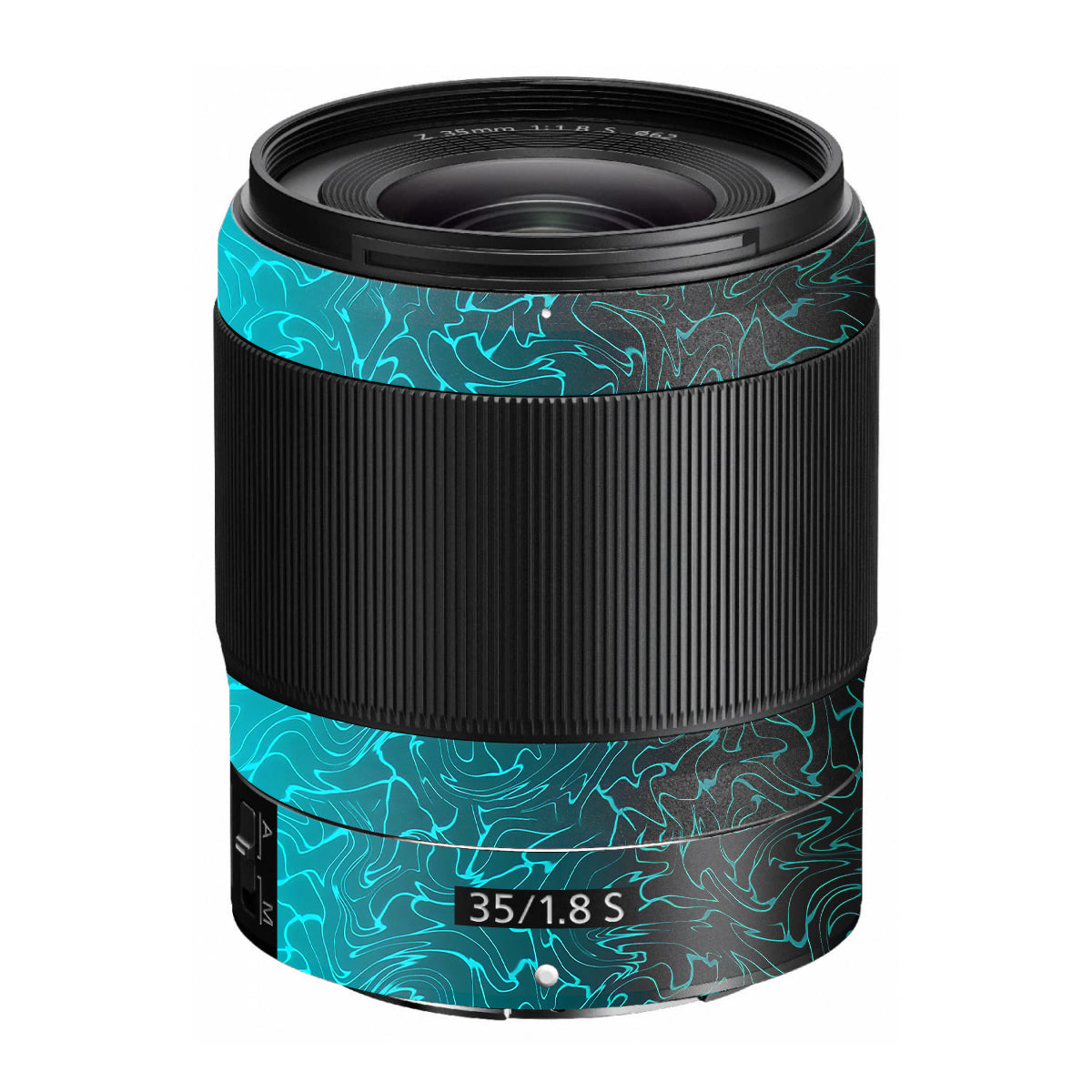 Cyan Blue to Black Gradient Nikon Nikkor Z 35mm F/1.8 S Camera Lens Skin