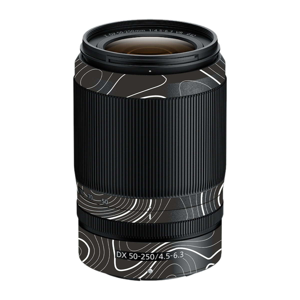 Grayscale Topographic Lines Nikon Nikkor Z DX 50-250mm F/4.5-6.3 VR Camera Lens Skin