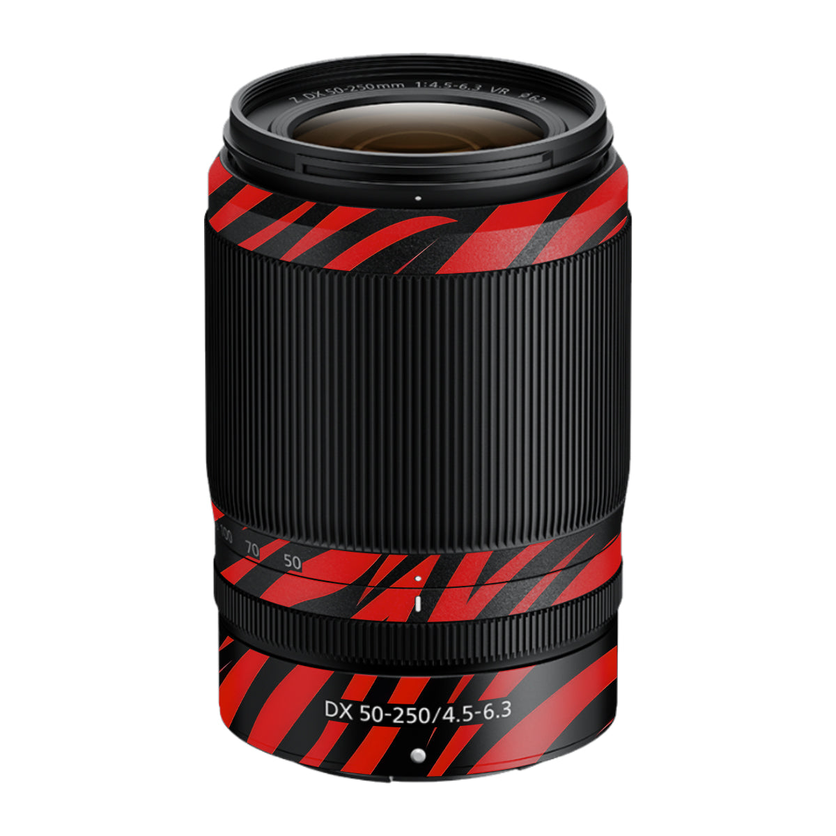 Red and Black Stripes Nikon Nikkor Z DX 50-250mm F/4.5-6.3 VR Camera Lens Skin