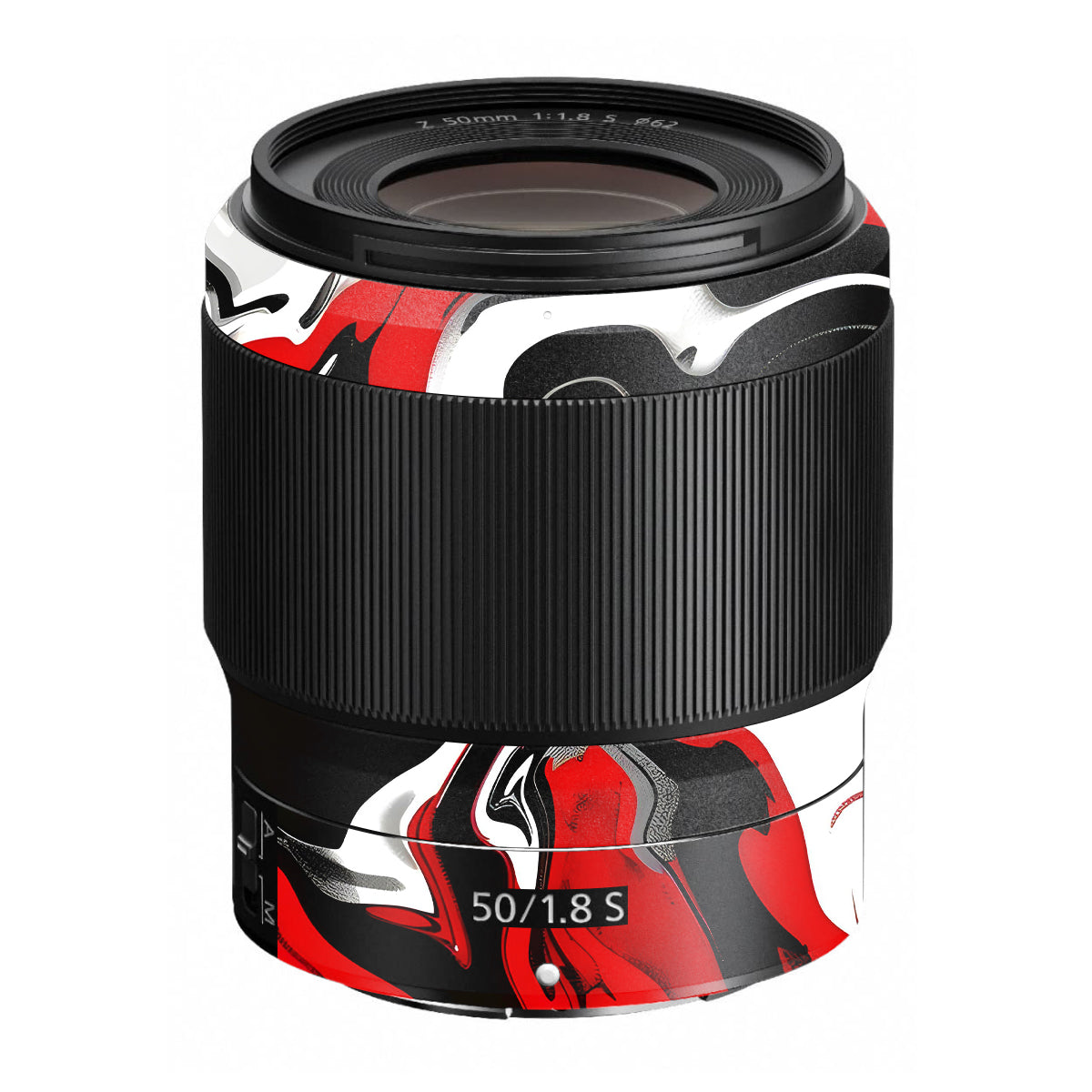 Scarlet and White Motion Nikon Nikkor Z 50mm F/1.8 S Camera Lens Skin
