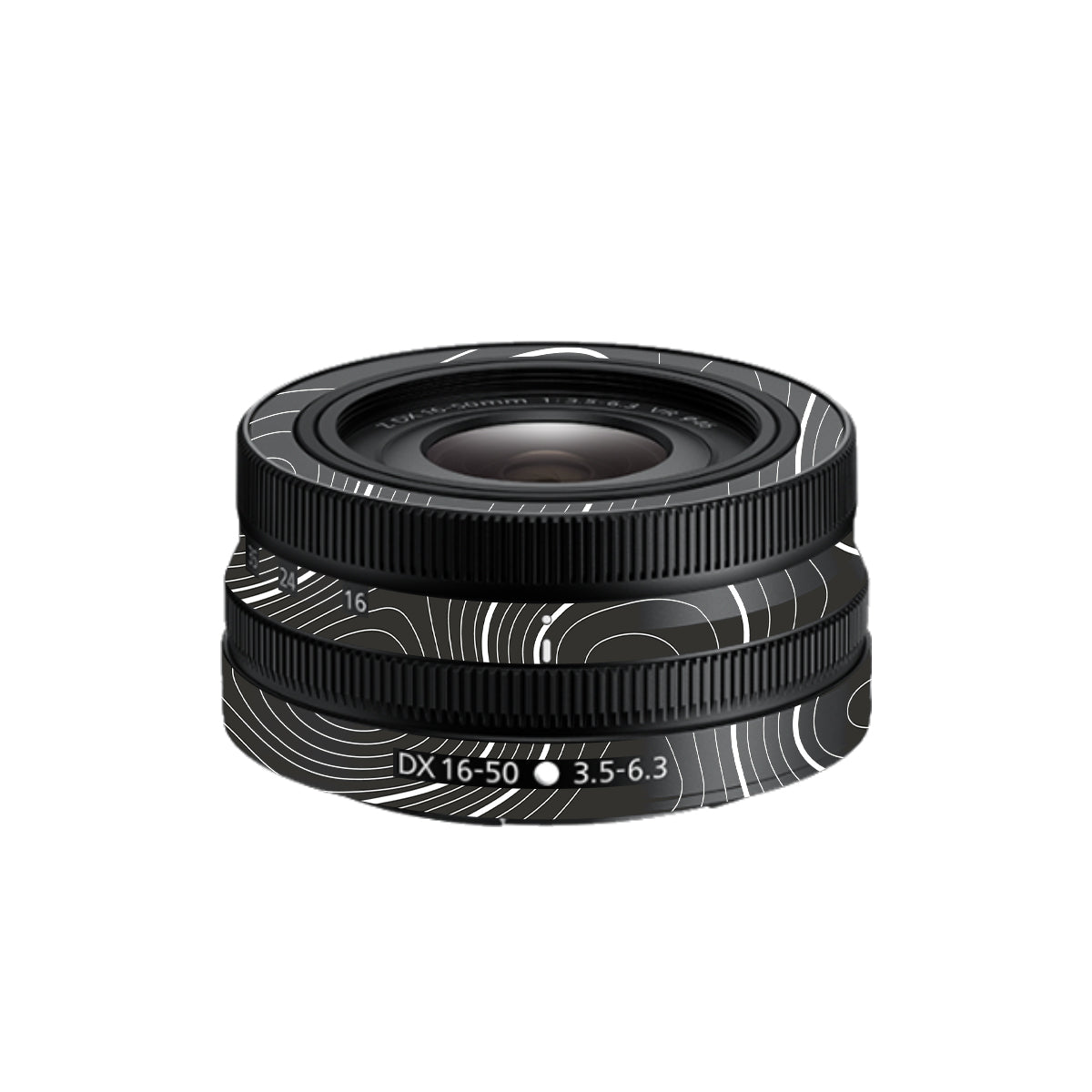 Grayscale Topographic Lines Nikon Nikkor Z DX 16-50mm F/3.5-6.3 VR Camera Lens Skin